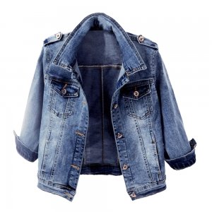 OEM factory designer 2022 crop female jean jacket distressed embossed denim jacket women pour homm women custom denim jacket