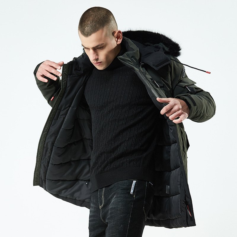 2024 winter thick cotton-padded jacket hooded windproof and warm high-quality men's down coat