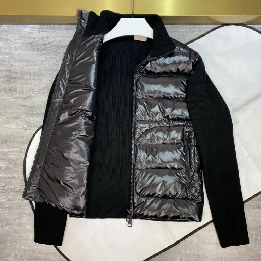 Wholesale Winter New Men's Stand-Up Collar Knitted Splicing Down Jacket Men Breathable Outwear Jacket
