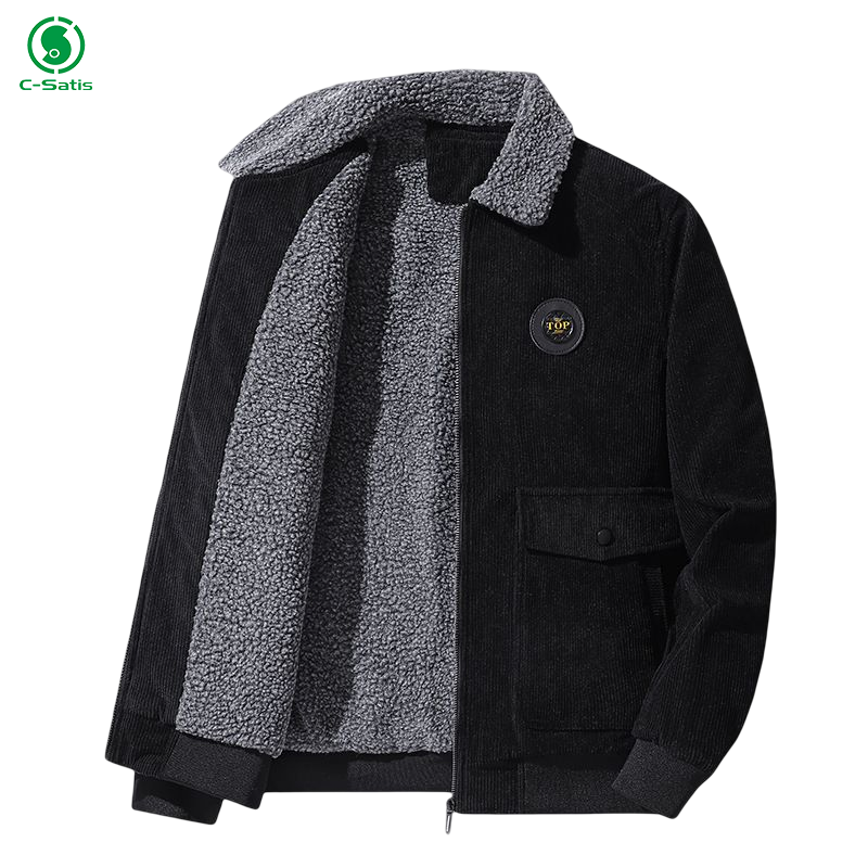 Fleece Loose Casual Corduroy Men's Jacket Plus Size Men's Winter Varsity Fleece Jackets Thick And Warm Jacket