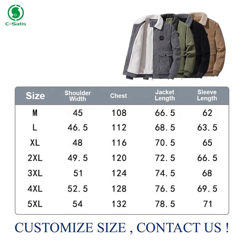 Fleece Loose Casual Corduroy Men's Jacket Plus Size Men's Winter Varsity Fleece Jackets Thick And Warm Jacket