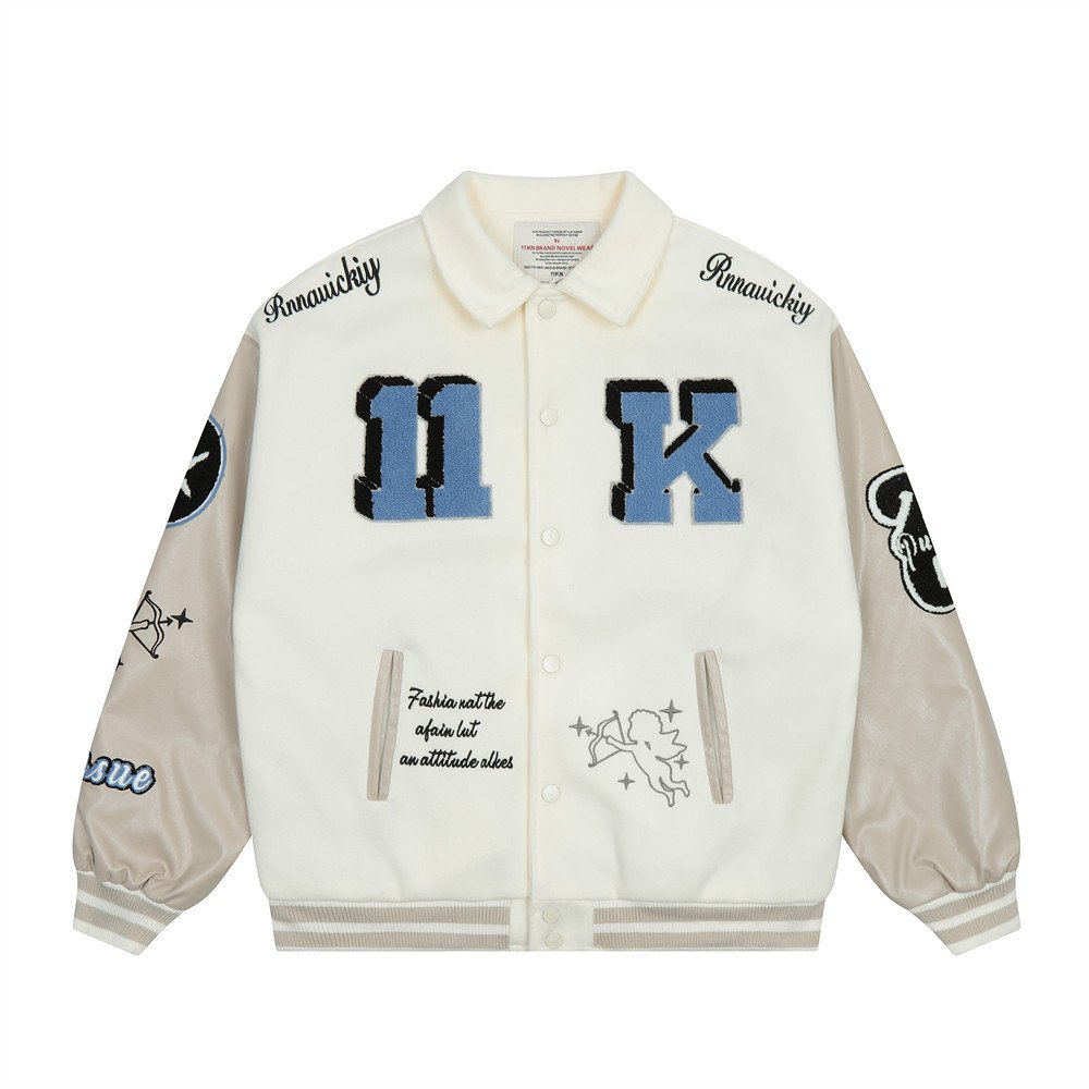 Wholesale Custom Chenille Embroidery Patch Men's Jackets Leather Sleeve Bomber Baseball Letterman Varsity Jackets