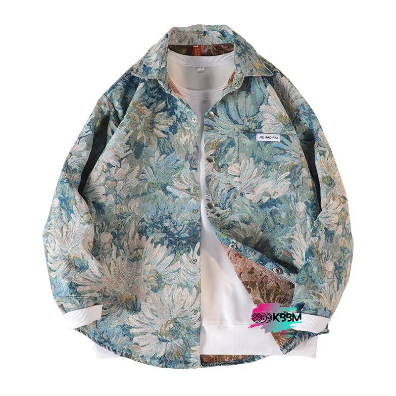 Custom Heavy Weight Woven Jacquard Varsity Style Plus Size Men's Jacket High Quality Heated OEM Service Tapestry Shirt