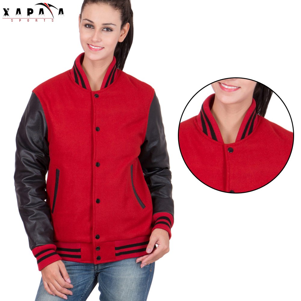 Wholesale Blank Varsity Women's Jackets Women's Varsity Jackets High Quality Women's Crop Baseball Jackets