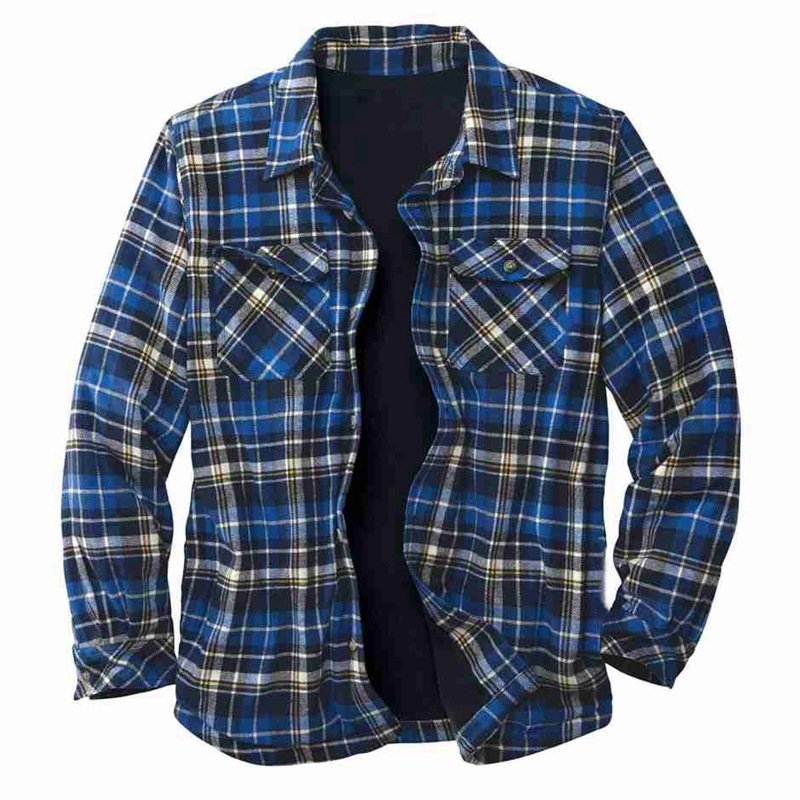 Autumn and winter long sleeved plaid flannel shirt men's new plaid plus velvet shirt loose plus velvet jacket shirt