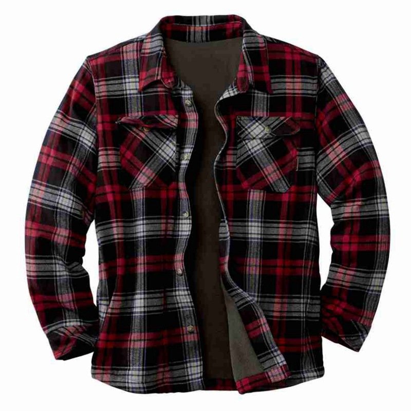 Autumn and winter long sleeved plaid flannel shirt men's new plaid plus velvet shirt loose plus velvet jacket shirt