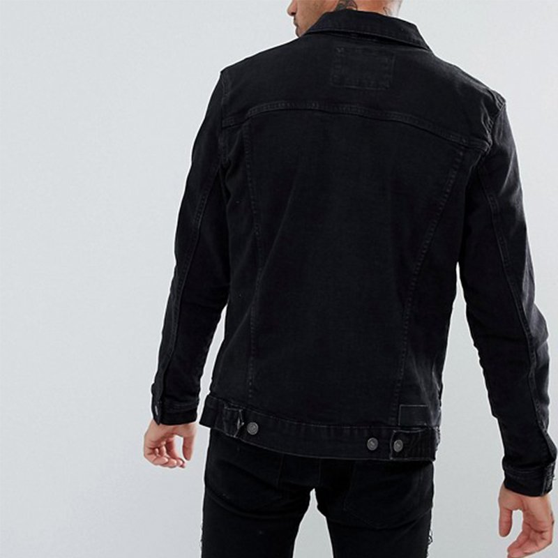 Factory Wholesale Custom High quality mens black denim jackets boys demin jacket
