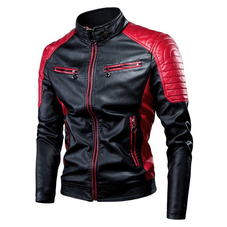 Wholesale Men's Jackets slim new PU leather cycling motorcycle jacket men bomber leather jacket