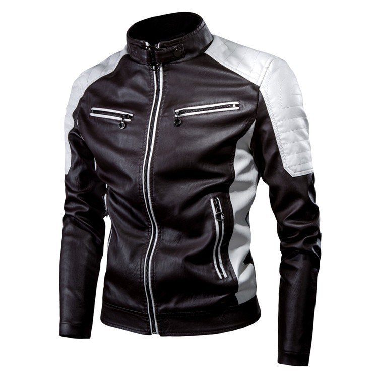Wholesale Men's Jackets slim new PU leather cycling motorcycle jacket men bomber leather jacket