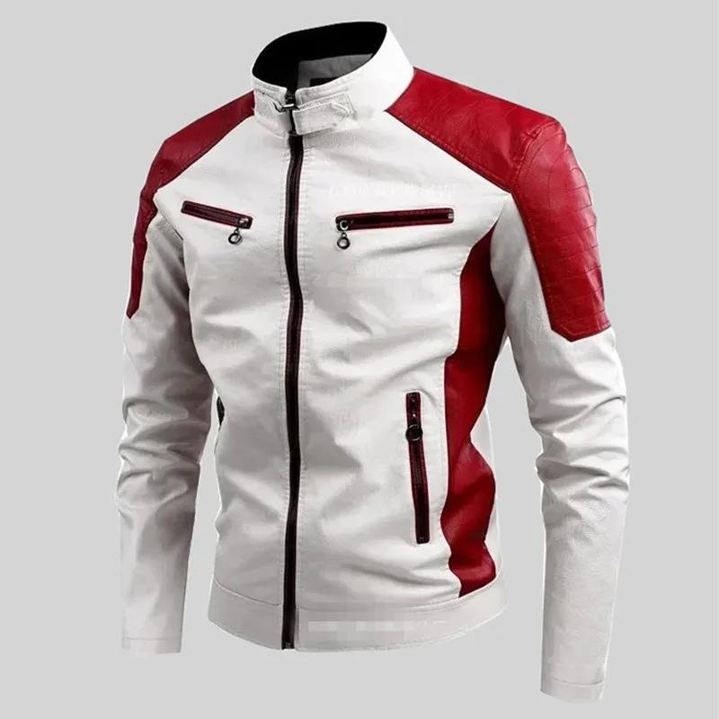 Wholesale Men's Jackets slim new PU leather cycling motorcycle jacket men bomber leather jacket