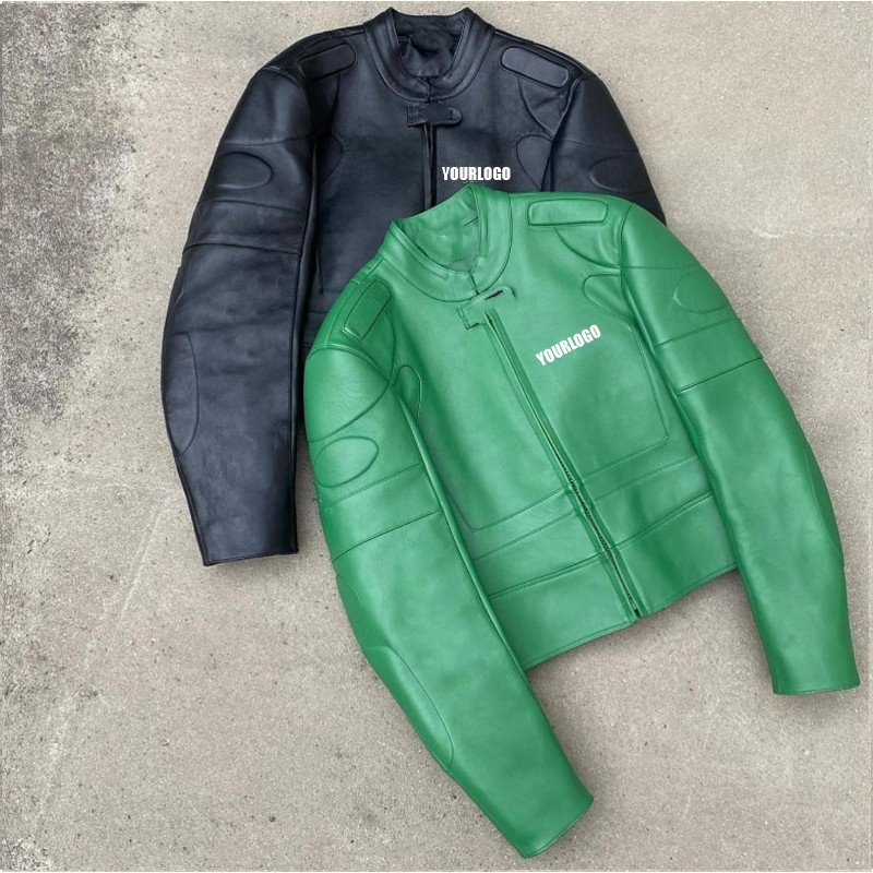 Casual leather jacket men custom logo designer blank pure plus size men's jackets