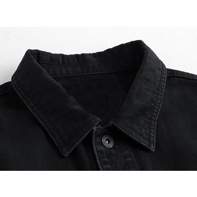Fast Delivery ZhongShan Dragon Uniform Wholesale Plain Washed Cotton Casual Black Men's Denim Jeans Jacket
