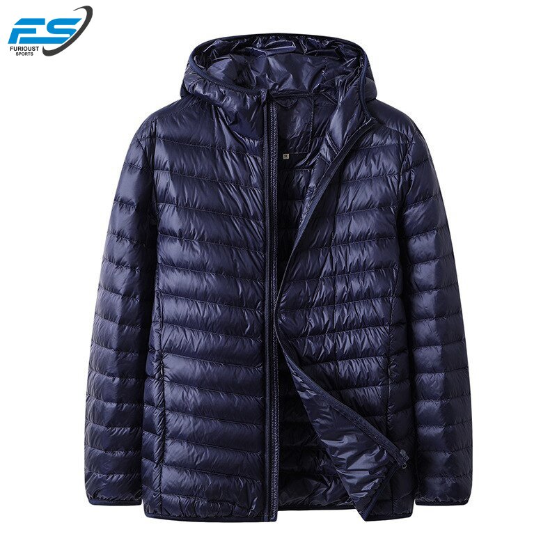 Men's Lightweight Water-resistant Packable Hooded Puffer Jacket Black Winter Jacket Casual for Winter Oversized 5XL 6XL 7XL 8XL