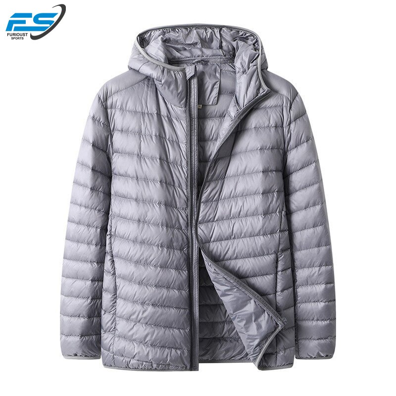 Men's Lightweight Water-resistant Packable Hooded Puffer Jacket Black Winter Jacket Casual for Winter Oversized 5XL 6XL 7XL 8XL