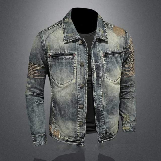 Custom Jean Jacket Print Basic Men Casual Solid Color Cowboy Denim Jacket Men's Spring Jean Jacket For Men