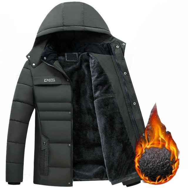 Fleece Man's Jackets Outwear Winter Jacket Men Thicken Warm Men Parkas Hooded Coat Zipper Overcoat Male Hat Detachable