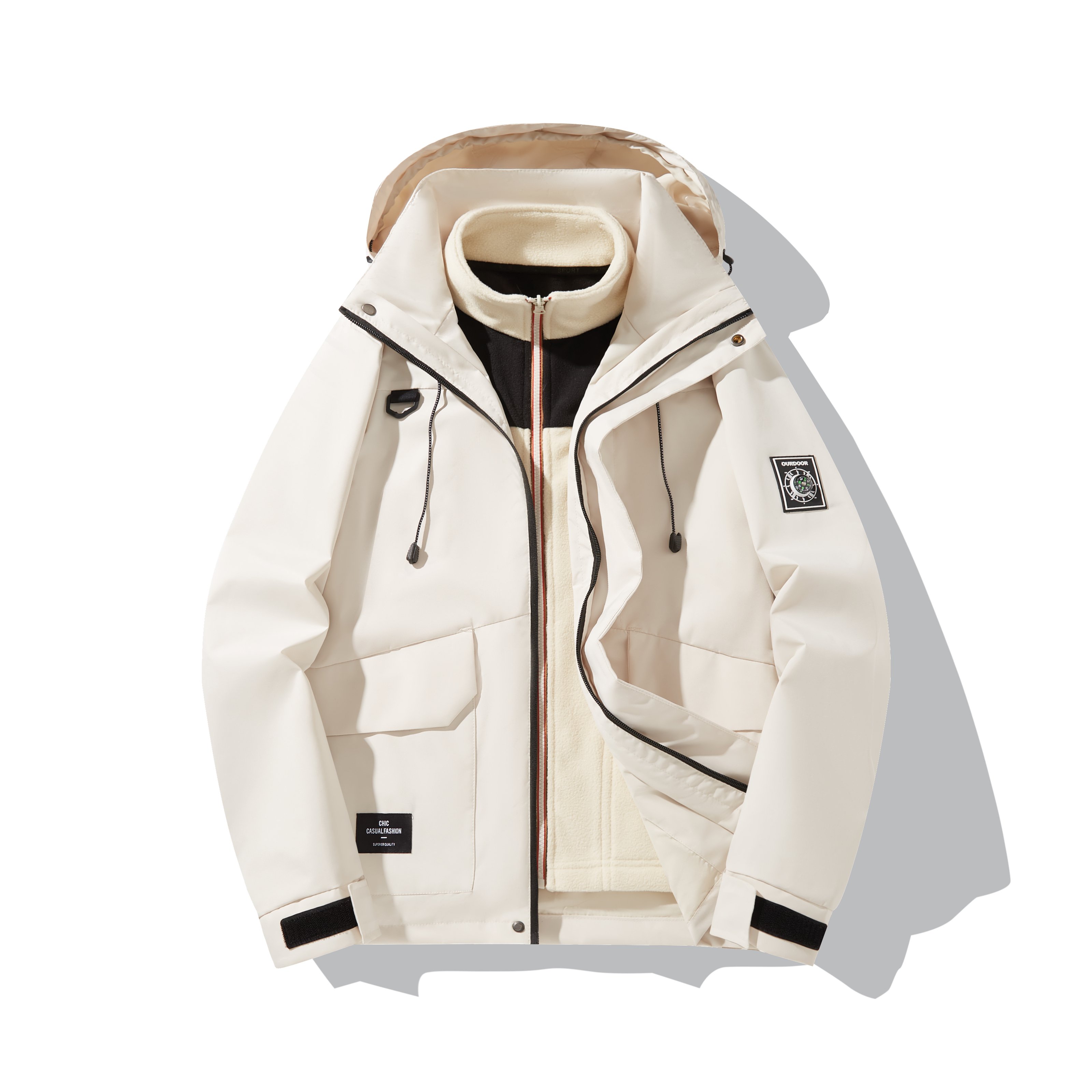 Custom Windproof Jacket For Men Sports Three-in-one Coat Long Sleeve Outdoor Mountaineering And Skiing Men's Jackets Woven