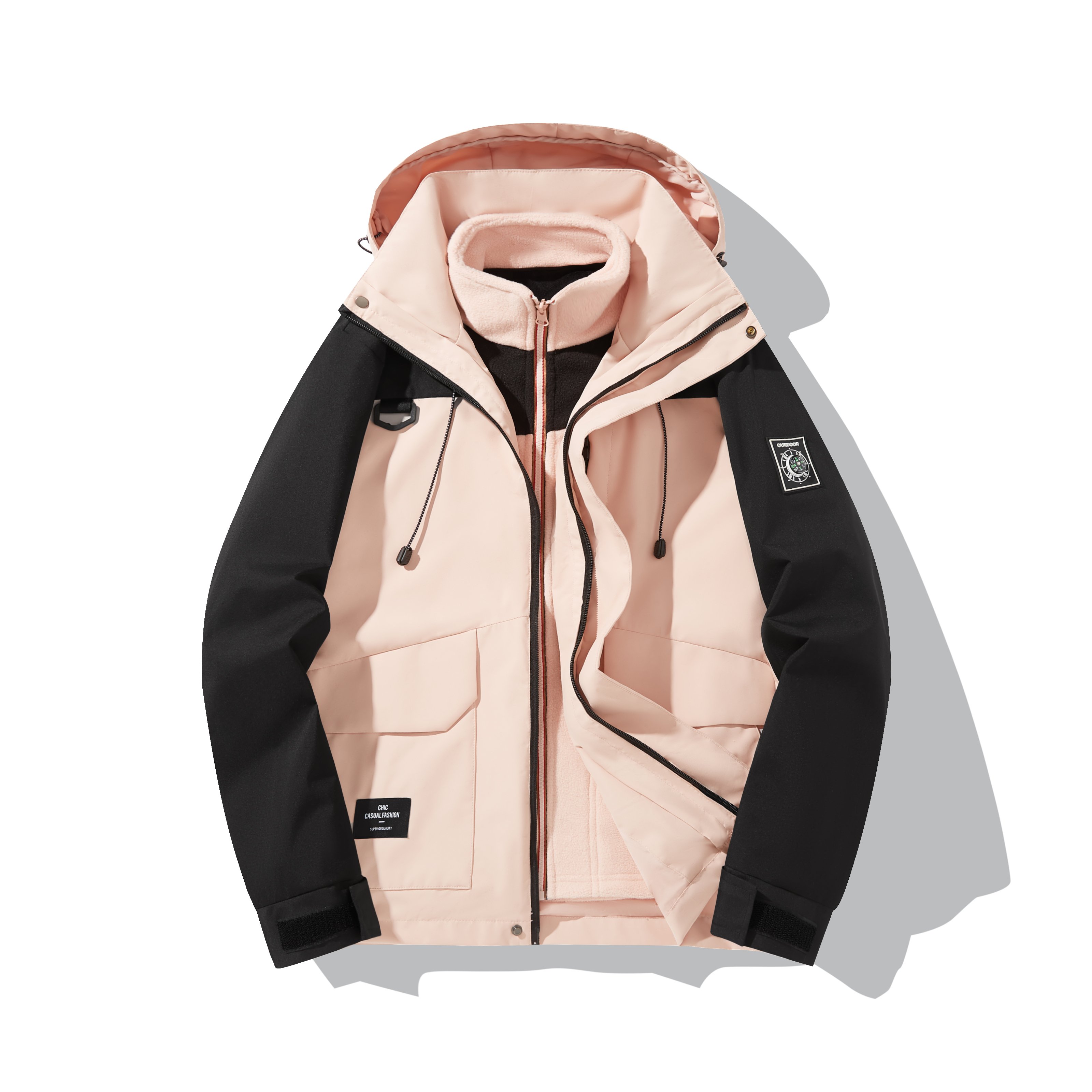 Custom Windproof Jacket For Men Sports Three-in-one Coat Long Sleeve Outdoor Mountaineering And Skiing Men's Jackets Woven
