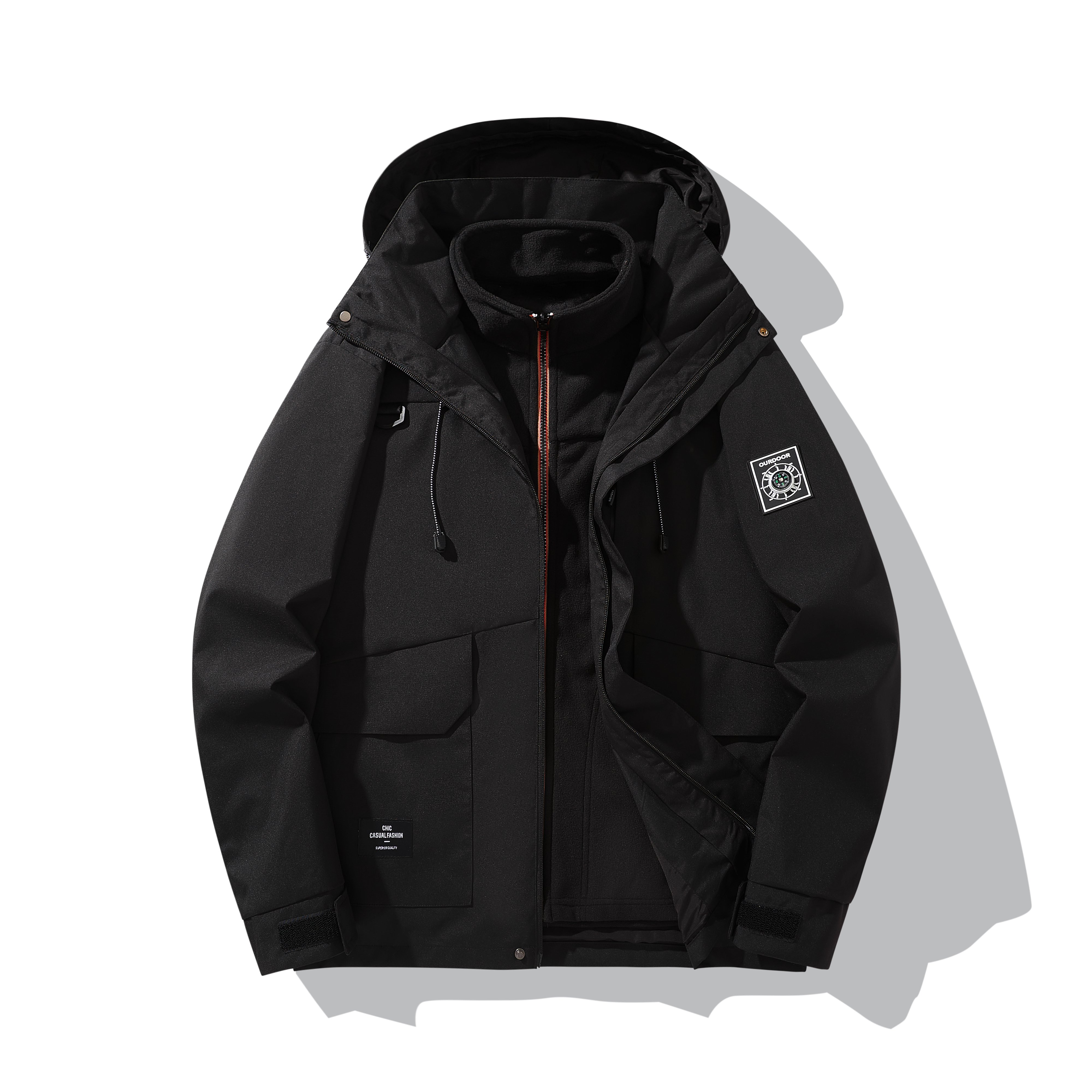 Custom Windproof Jacket For Men Sports Three-in-one Coat Long Sleeve Outdoor Mountaineering And Skiing Men's Jackets Woven