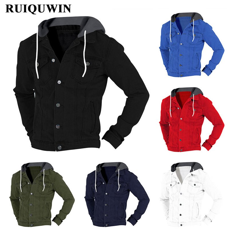 RUIQUWIN New Arrival Fashion Autumn Men Jacket Solid Color Windproof Warm Hooded Plus Size Men's Jackets