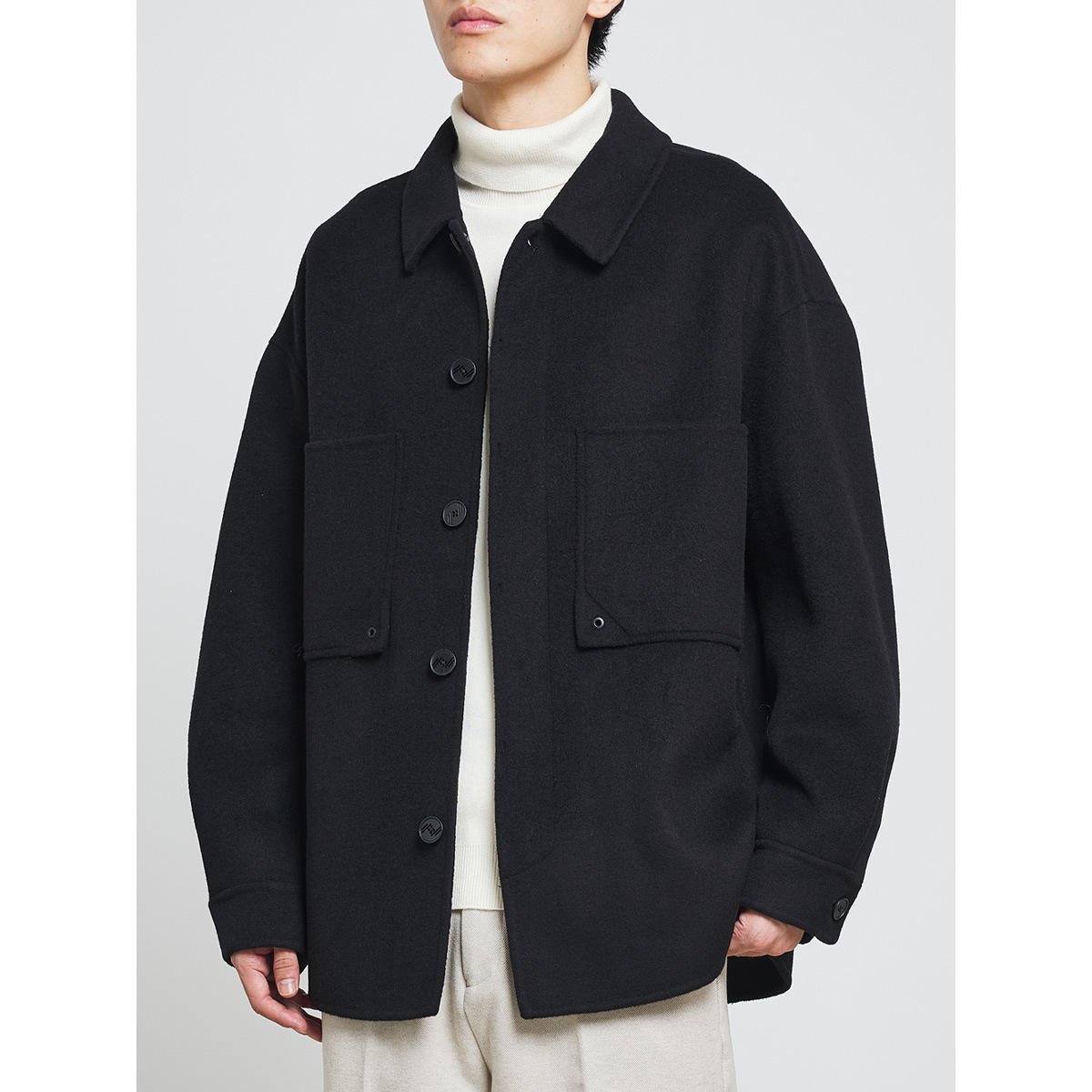 New Design Winter Spring Men's Wool Jacket Simple Lapel Double -faced Casual Wear Men's Jacket