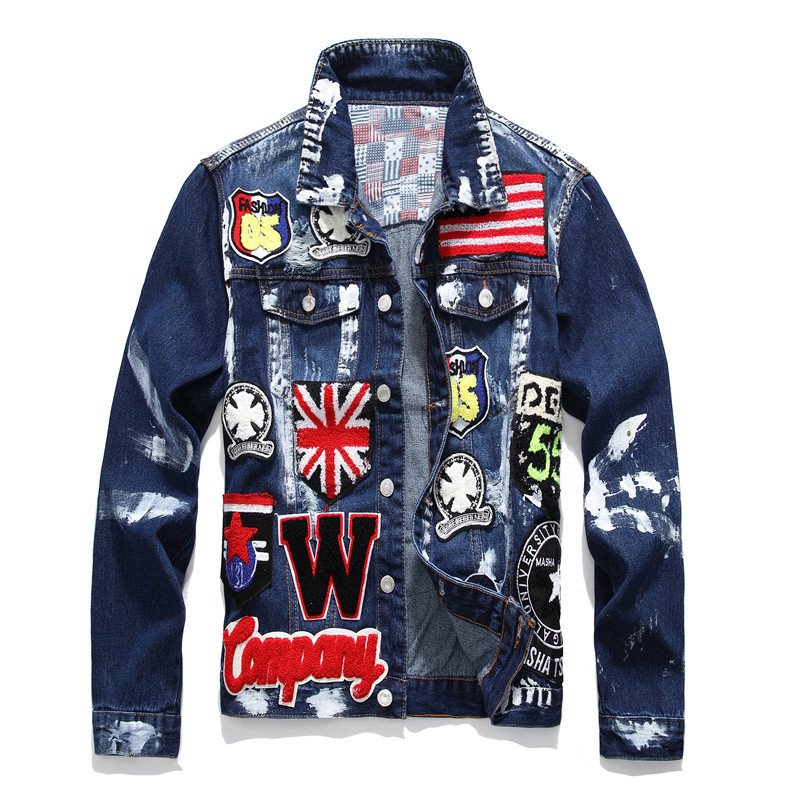 Custom New Design Digital Overall Print Cotton Denim Jeans Jacket Men's Jackets Coats
