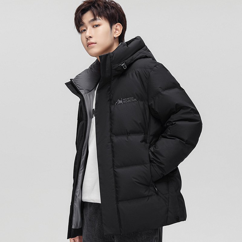 Custom Men's Jacket Winter Outdoor Comfortable Exquisite Warm Breathable Polyester Solid Color Hooded Canvas Puffer Jacket