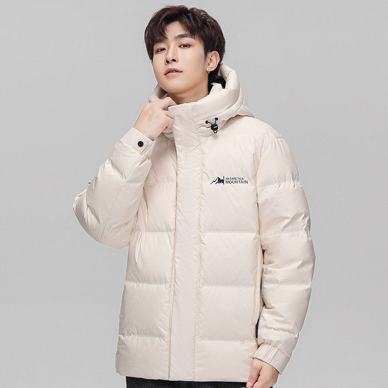 Custom Men's Jacket Winter Outdoor Comfortable Exquisite Warm Breathable Polyester Solid Color Hooded Canvas Puffer Jacket