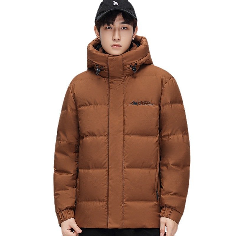 Custom Men's Jacket Winter Outdoor Comfortable Exquisite Warm Breathable Polyester Solid Color Hooded Canvas Puffer Jacket