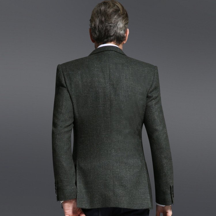 Super 150's wool cashmere Notch Lapel dark green three buttons half-canvas blazer Men's new style business jacket