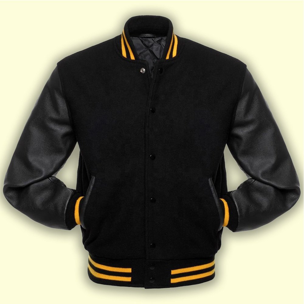 jackets custom design high quality wholesale pink woolen leather sleeves letter man jackets