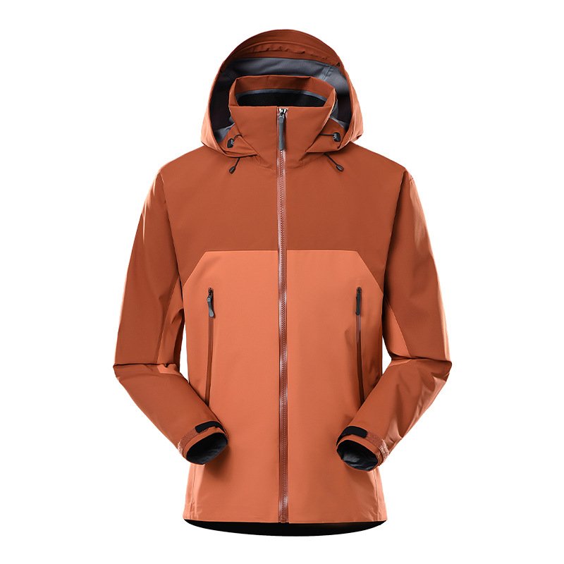 Men's Customizable Outdoor Hard shell Jacket Fishing Hunting Hiking-Mountain Waterproof Hooded Raincoat Zipper Closure ODM