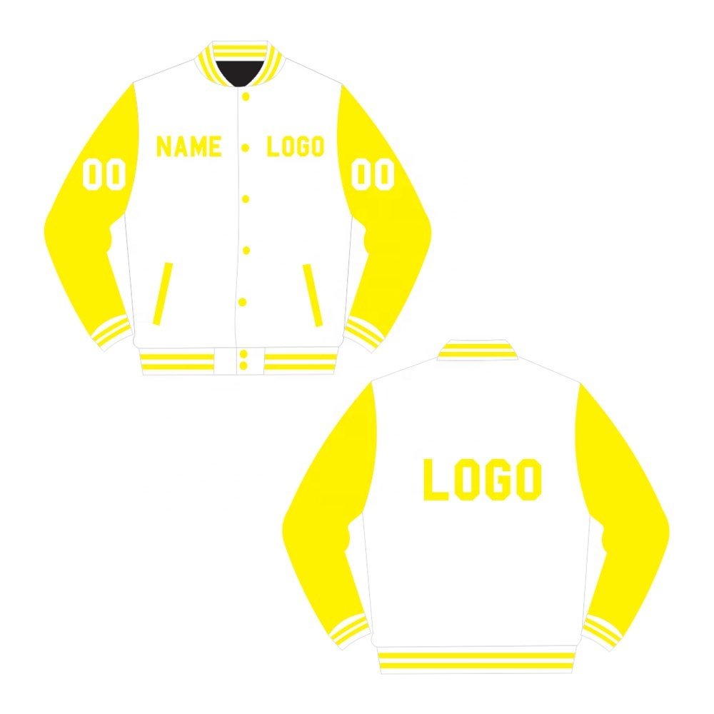 Personalized Letterman Varsity Jacket Winter Crocheted Leather Polyester Puff Printing Button Decoration Plus Size Cotton