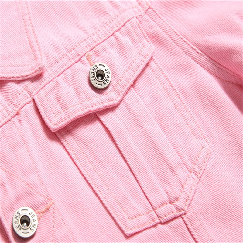 OEM ODM Custom Fashion Trendy Men Spring Clothing Men's Denim Jacket Hot Sale Plus Size Pink Denim Jacket Coat For Men