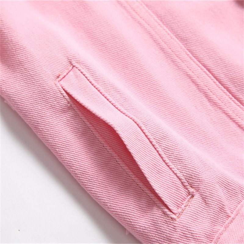 OEM ODM Custom Fashion Trendy Men Spring Clothing Men's Denim Jacket Hot Sale Plus Size Pink Denim Jacket Coat For Men