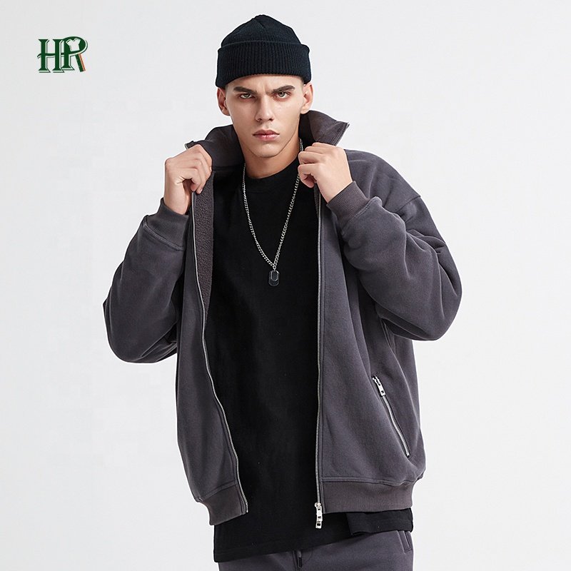 High Quality Men Sherpa Fleece Jackets Turtle Neck Soft Two Way Zipper Hoodie Sweatshirt