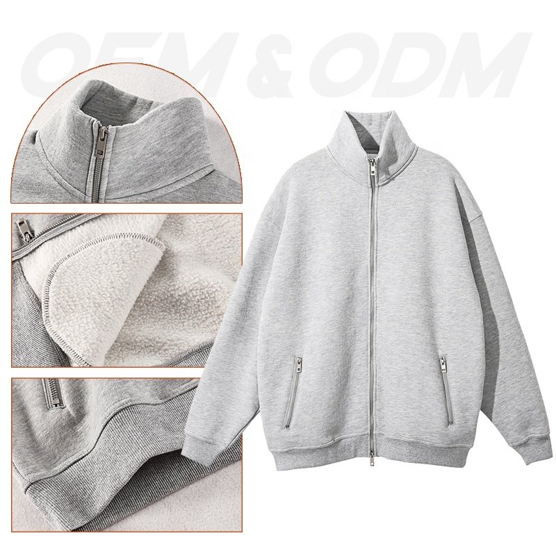 High Quality Men Sherpa Fleece Jackets Turtle Neck Soft Two Way Zipper Hoodie Sweatshirt