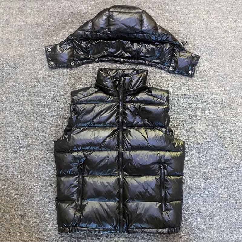 Luxury Brand Vest Winter Down Vest Ultralight Sleeveless Jacket Fashion Couple Style Large Size Hooded Vest Male