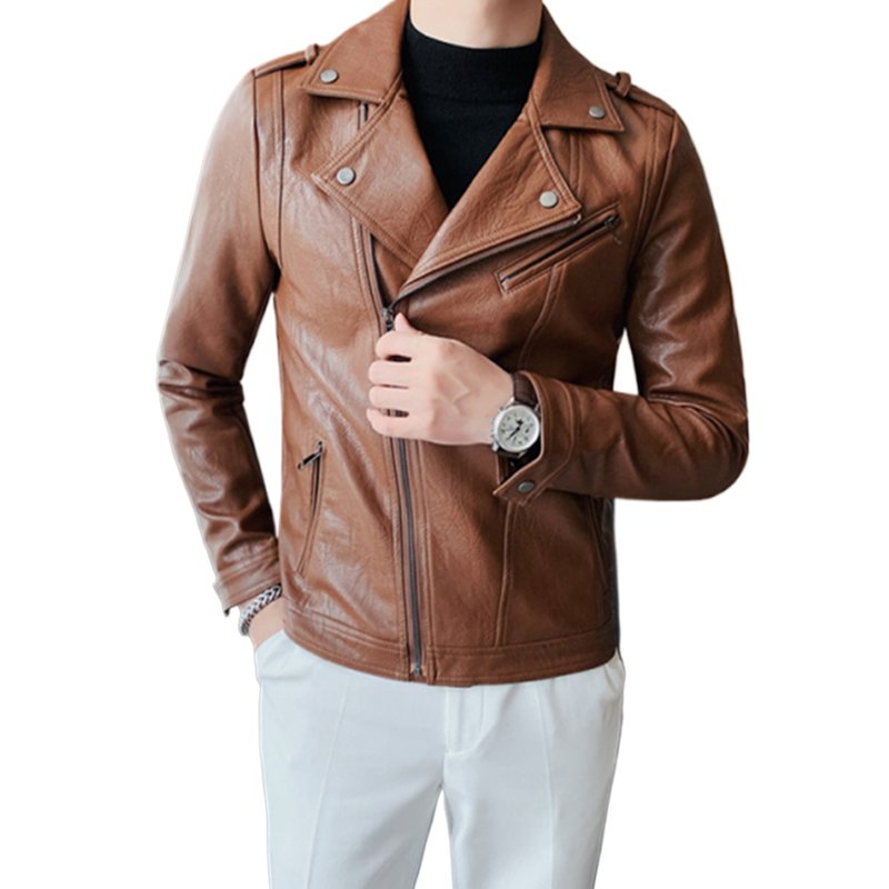 2024 high-quality men's clothing tight leather jacket men motorbike jacket trend slim PU leather jackets