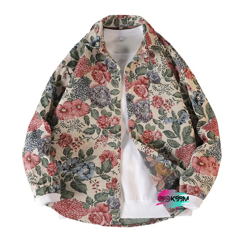 Custom High Quality Heavy Weight Woven Jacquard Varsity Style Tapestry Jacket for Men Plus Size Shirt