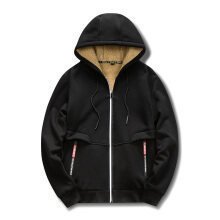 Winter Lambswool Zipper Hoodies Thicken Warm Jackets Long Sleeve Sweatshirts Casual Sports Fleece Black Coats Hooded Men Coat To