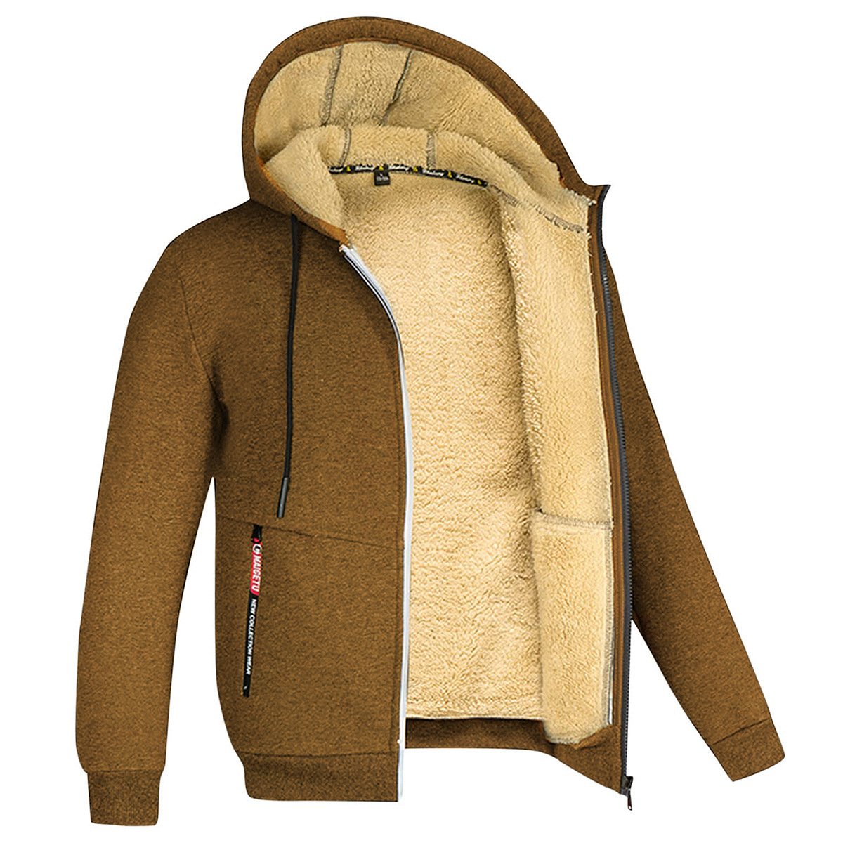 Winter Lambswool Zipper Hoodies Thicken Warm Jackets Long Sleeve Sweatshirts Casual Sports Fleece Black Coats Hooded Men Coat To