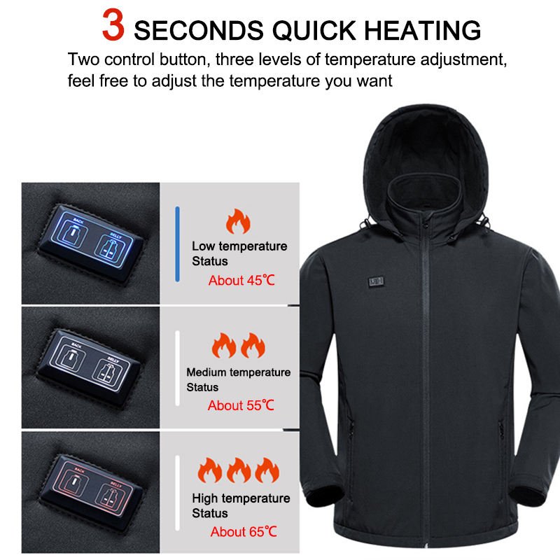 OEM Custom Winter Waterproof Electric Heating Jacket Women USB Battery Heated Jacket Men