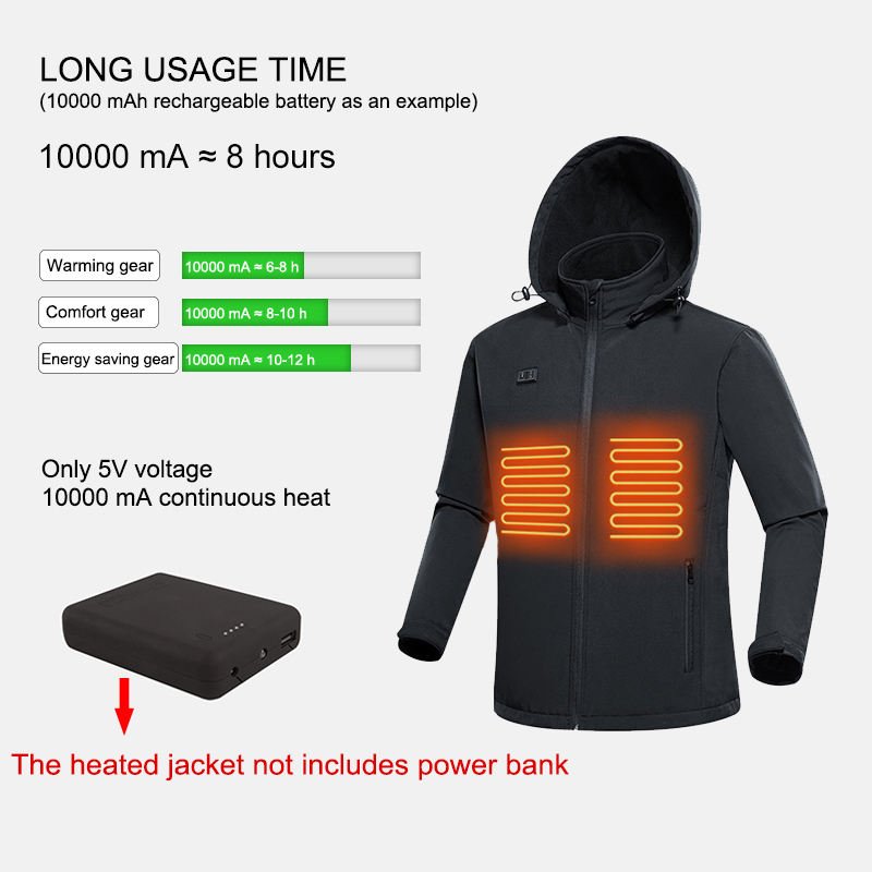 OEM Custom Winter Waterproof Electric Heating Jacket Women USB Battery Heated Jacket Men