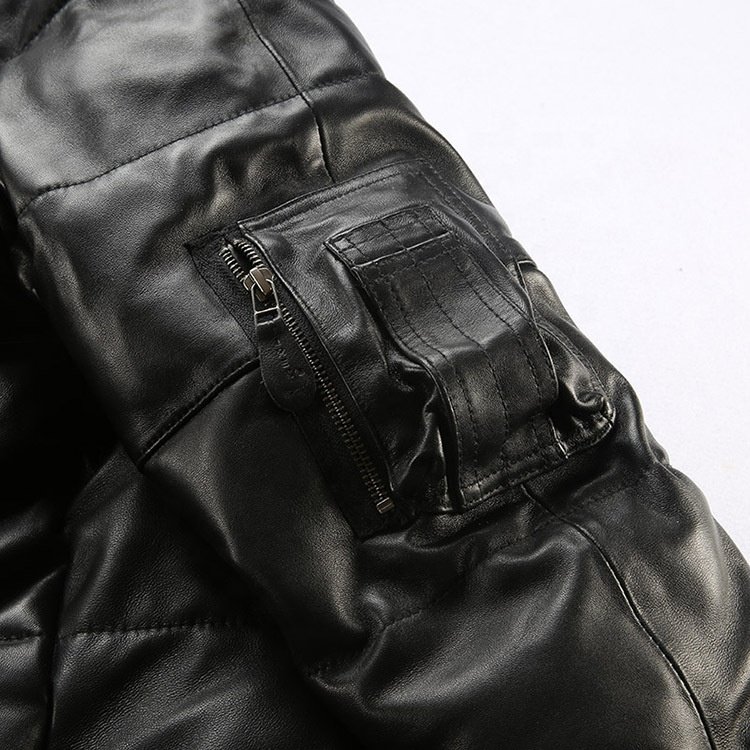 Factory Customded Winter High-quality Europe America Hooded sheep Leather Down Jackets Men's Real Fur Collar Oversized Coat