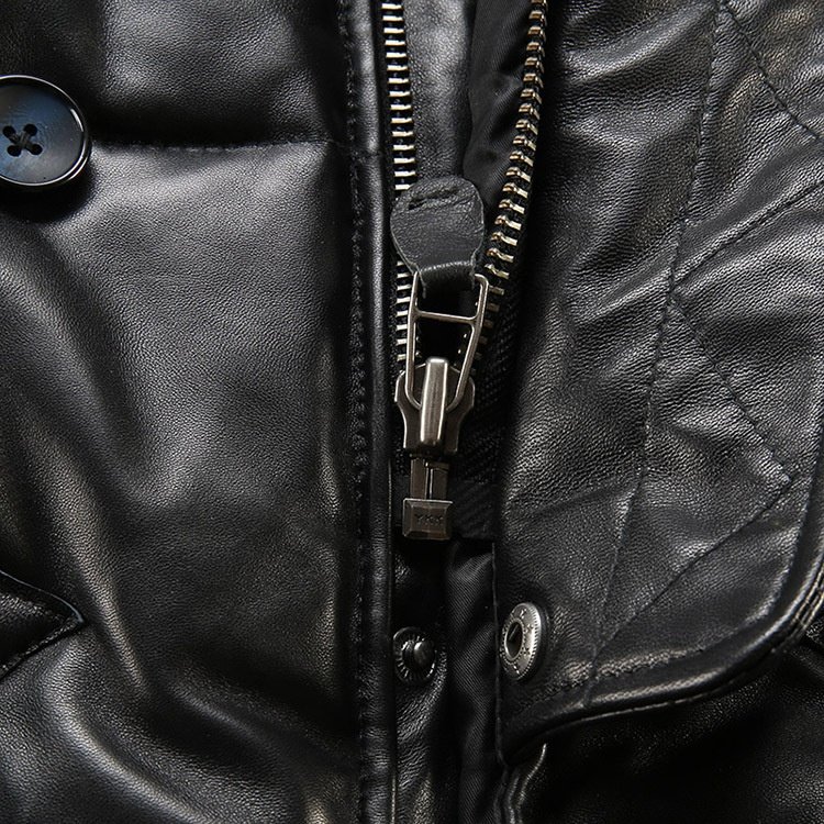 Factory Customded Winter High-quality Europe America Hooded sheep Leather Down Jackets Men's Real Fur Collar Oversized Coat