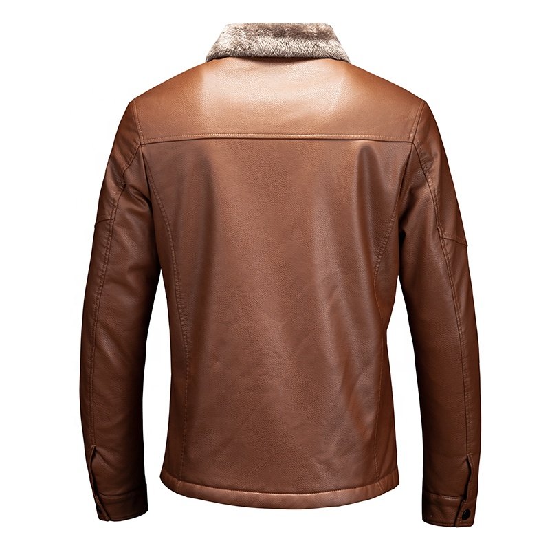 Winter plush and thickened lapel Korean version leather jacket men slim handsome motorcycle lamb down men's jackets