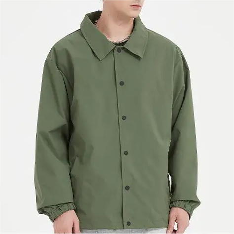 OEM Custom Men's Lightweight Men Jacket Casual Style Flocked Cotton Polyester Waterproof Windbreaker Zipper Patch Embroidery