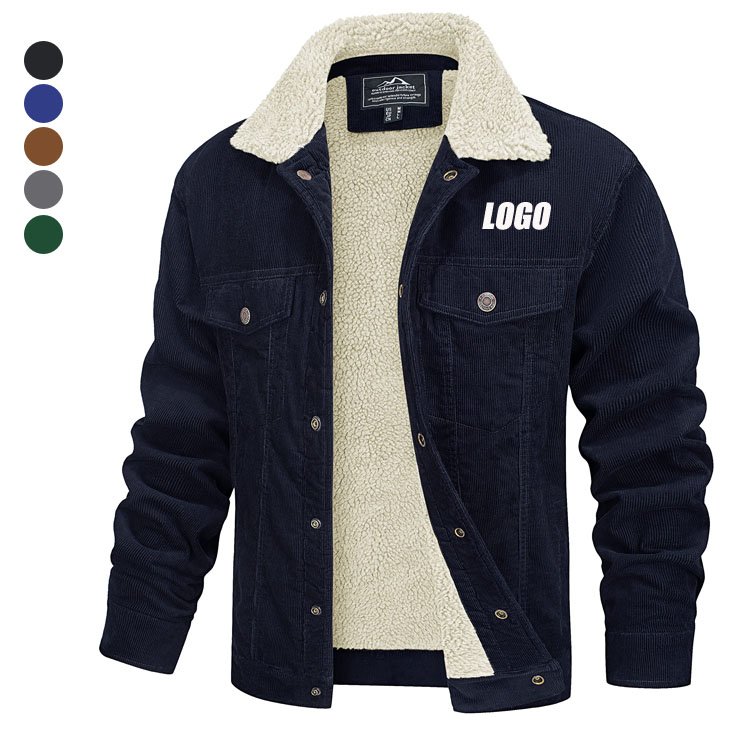 TACVASEN Winter Mens Turn-down Collar Thicken Down Wind Breaker Jacket Cotton Sherpa Trucker Parka Cargo Coats Jackets
