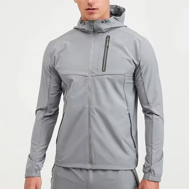 Men Custom Logo Design Windbreaker Rain Jacket Nylon Waterproof Woven Outdoor Sports Running Men's Jacket